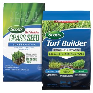 Scotts® Grass Seed Sun & Shade Mix® and Turf Builder® Triple Action Built for Seeding